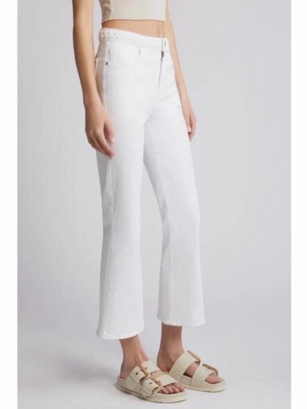 Frame Denim White Cropped Straight-Leg Jeans Sz 27